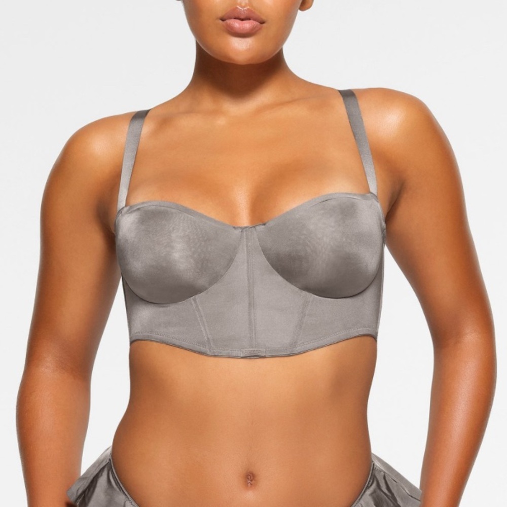 SKIMS Balconette Corset Bra 32DD Limited Edition Grey Chalk NWT